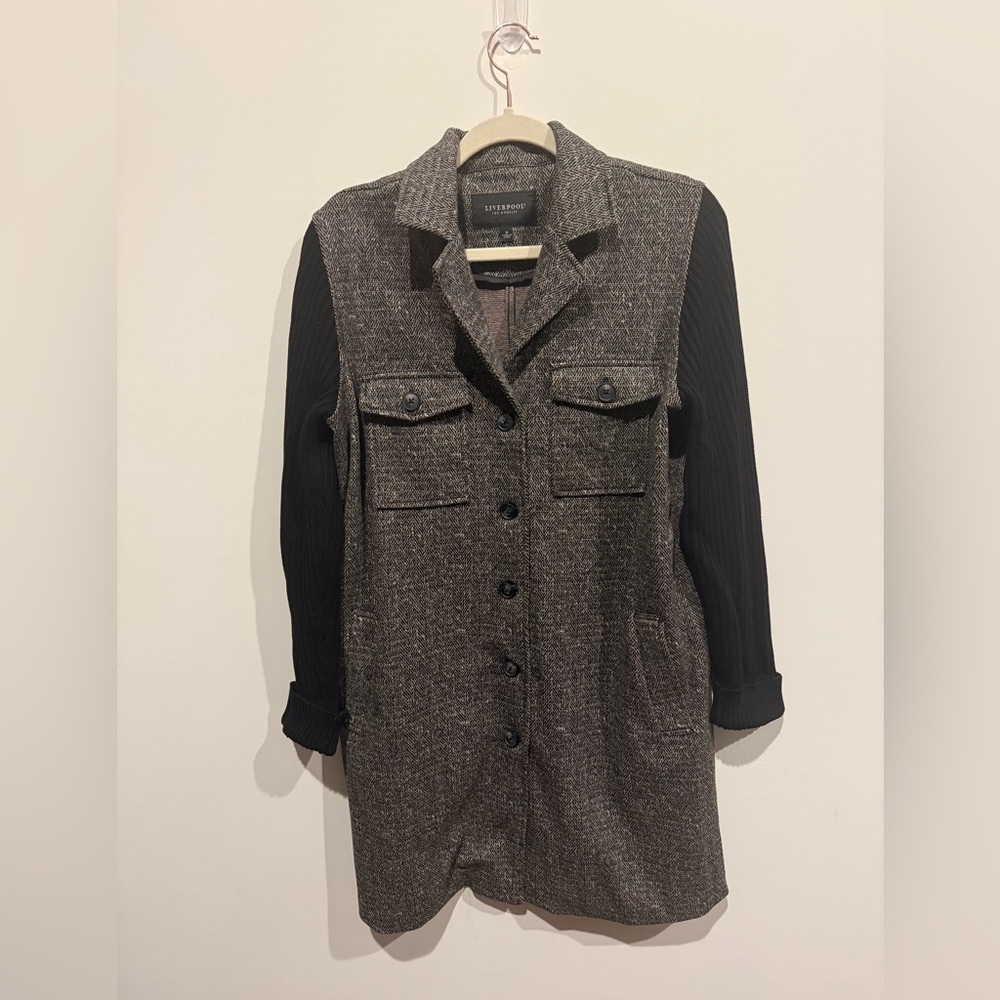 Liverpool Women's Tweed and Sweater Button Down Jacket. Size Medium